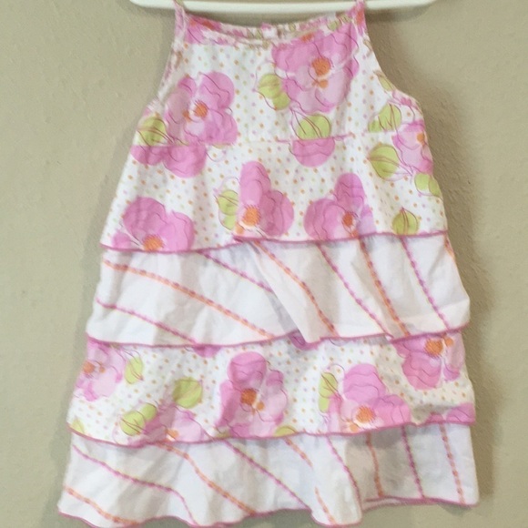 Girls Baby LULU size 4T pink floral tiered ruffle dress - Picture 5 of 5